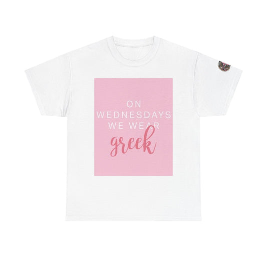 On Wednesdays We Wear Greek Unisex Heavy Cotton Tee - Cute and Trendy Apparel for Greek Life